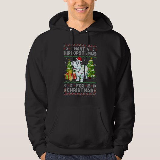 I Want A Hippopotamus For Christmas Hippo Santa Ug Hoodie (Voorkant)