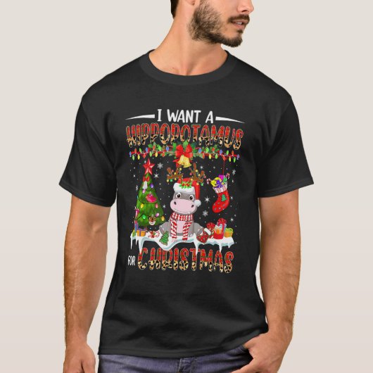 I Want A Hippopotamus For Christmas Santa Reindeer T-shirt (Voorkant)