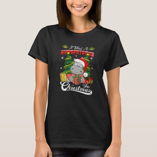I Want A Hippopotamus For Christmas Tree Xmas Hipp T-shirt (Voorkant)