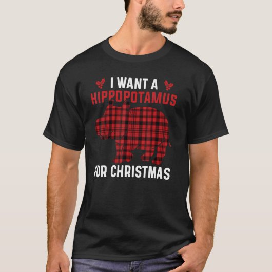 I Want A Hippopotamus For Christmas Xmas Hippo 2 T-shirt (Voorkant)