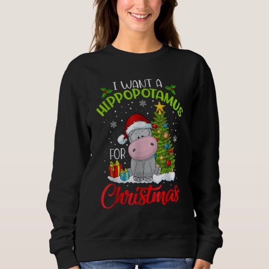 I Want A Hippopotamus For Christmas Xmas Hippo for Trui (Voorkant)