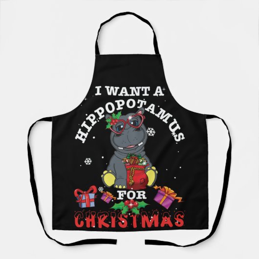 I Want A Hippopotamus For Christmas Xmas Hippos Schort (Voorkant)