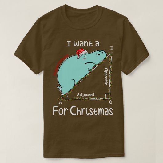 I Want A Hippopotenuse For Christmath Christmas Ma T-shirt (Design voorkant)