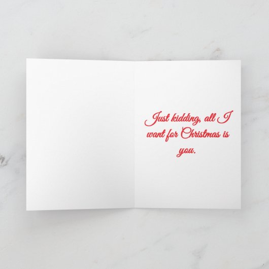 I Want a Hippopotomus for Christmas Kaart (Binnen)