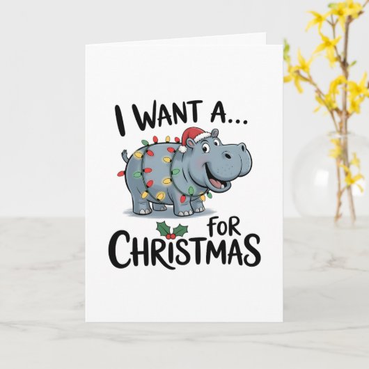 I Want a Hippopotomus for Christmas Kaart (Gele Bloem)