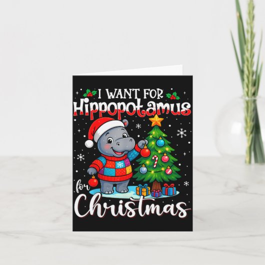 I Want A Hiptamus Christmas Hip Lover Xmas Pajamas Kaart (Voorkant)