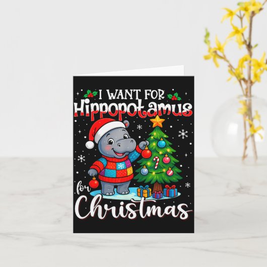 I Want A Hiptamus Christmas Hip Lover Xmas Pajamas Kaart (Gele Bloem)