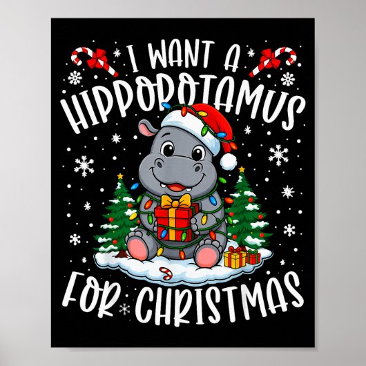 I Want A Hiptamus Christmas Xmas Hip Lover Women G Poster (Voorkant)