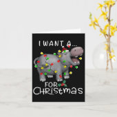I Want A Hiptamus For Christmas Xmas Hip Lover Fun Kaart (Gele Bloem)