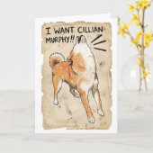 I Want Cillian Murphy – Fangirl Shiba Inu Card Kaart (Gele Bloem)