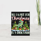 I Want For Christmas Is A Dinosaur Xmas Tree Light Kaart (Voorkant)