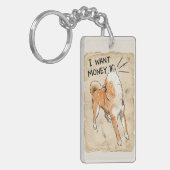 I Want Money – Screaming Shiba Inu Meme Art Sleutelhanger (Voorkant Links)