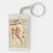 I Want Money – Screaming Shiba Inu Meme Art Sleutelhanger (achterkant)