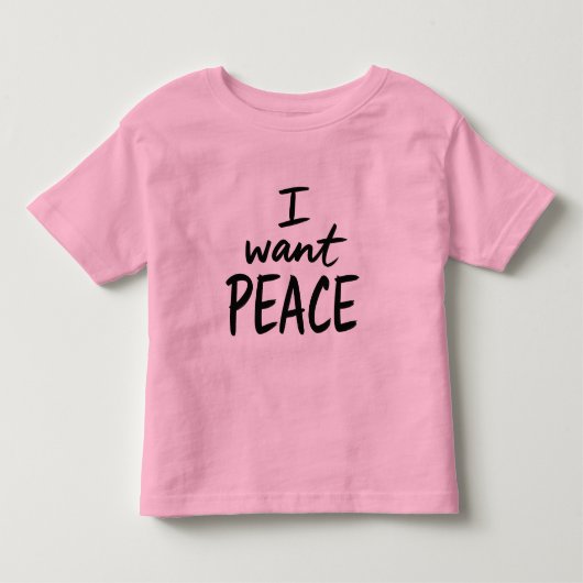 “I Want Peace”-ontwerp Kinder Shirts (Voorkant)