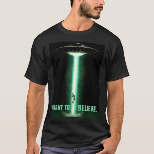 I Want To Believe Alien UFO T-shirt (Voorkant)