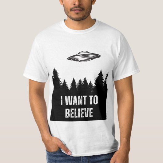 I want to believe in UFOs T-shirt (Voorkant)