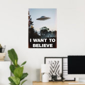 I Want To Believe UFO Retro Poster (Thuiskantoor)