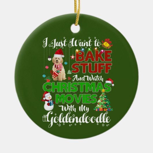 I want to watch christmas movies GOLDENDOODLE Keramisch Ornament (Voorkant)