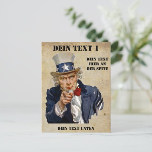 I Want You, Uncle Sam Briefkaart (Staand voorkant)