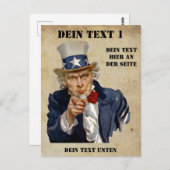 I Want You, Uncle Sam Briefkaart (Voorkant / Achterkant)