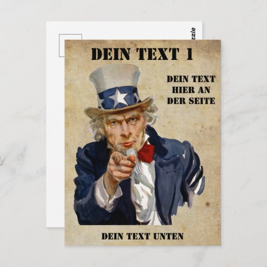 I Want You, Uncle Sam Briefkaart (Voorkant / Achterkant)