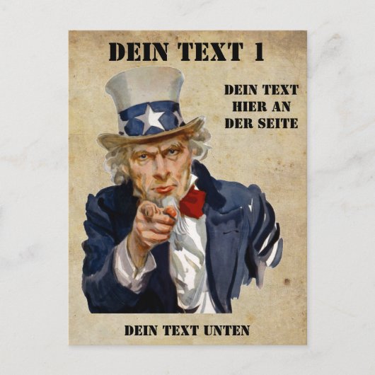 I Want You, Uncle Sam Briefkaart (Voorkant)