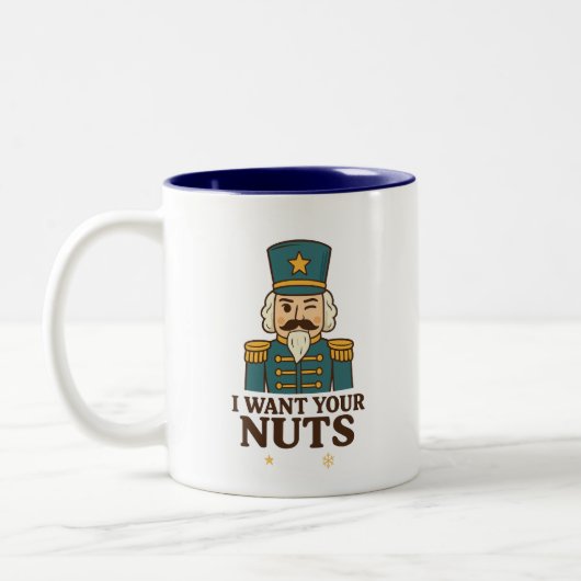 I Want Your Nuts - Nutcracker Two-Tone Mug Tweekleurige Koffiemok (Links)