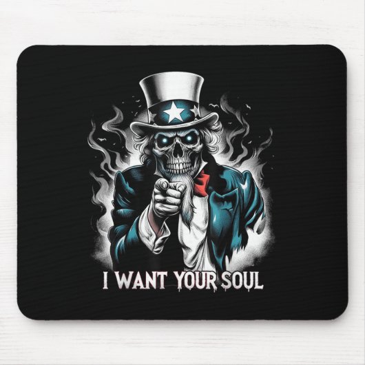 I Want Your Soul – Skeleton Sam Creepy Halloween H Muismat (Voorkant)
