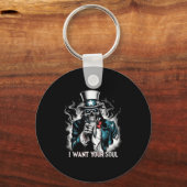 I Want Your Soul – Skeleton Sam Creepy Halloween H Sleutelhanger (Voorkant)