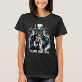 I Want Your Soul – Skeleton Sam Creepy Halloween H T-shirt (Voorkant)