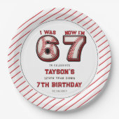 I Was 6, Now I’m 7 – Baseball 7th Birthday Papieren Bordje (Voorkant)