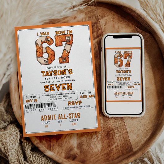 I Was 6, Now I’m 7 – Basketball 7th Birthday Kaart