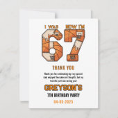I Was 6 Now I’m 7 Basketball – 7th Birthday Party Bedankkaart (Voorkant)
