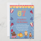 I Was 6 Now I’m 7 Circus 7th Birthday Kids Kaart (Voorkant)