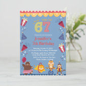 I Was 6 Now I’m 7 Circus 7th Birthday Kids Kaart (Staand voorkant)