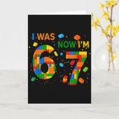 I Was 6 Now I'm 7 Building Block Funny Gift For Ki Kaart (Gele Bloem)