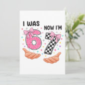 I was 6 now I'm 7 cute birthday numbers Kaart (Staand voorkant)