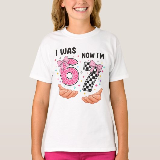I was 6 now I'm 7 cute birthday numbers T-shirt (Voorkant)
