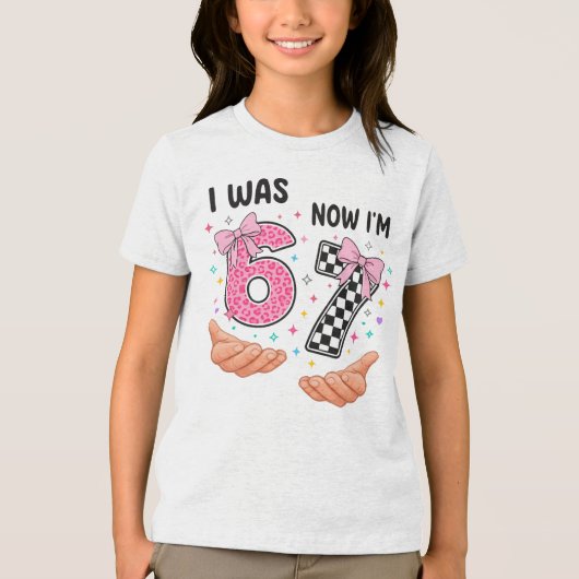 I was 6 now I'm 7 cute birthday numbers Tri-Blend Shirt (Voorkant)