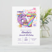 I Was 6 Now I'm 7 Girls 7th Birthday Kaart (Staand voorkant)