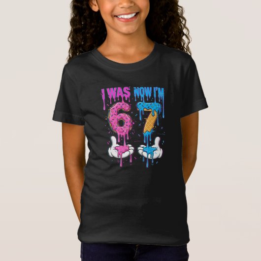 I Was 6 Now I'm 7 Glitch Drip Funny 7th Birthday  T-shirt (Voorkant)