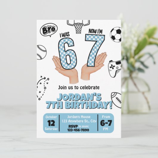 I was 6 Now I'm 7 Invite, 67 Theme Kaart (Staand voorkant)