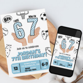 I was 6 Now I'm 7 Invite, 67 Theme Kaart