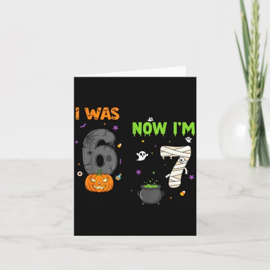 I Was 6 Now I'm 7 Soky Birthday Halloween Graphic  Kaart (Voorkant)