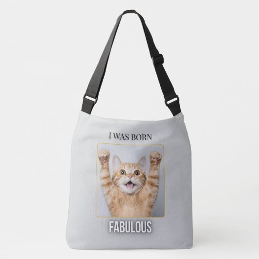 I Was Born Fabulous – Funny Cat Tote Bag  (Voorkant)