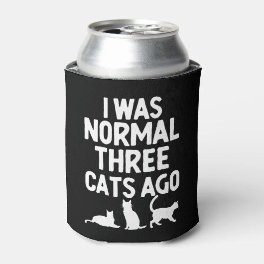 I Was Normal Three Cats ago Funny Cat Lover Blikjeskoeler (Blikje Voorkant)