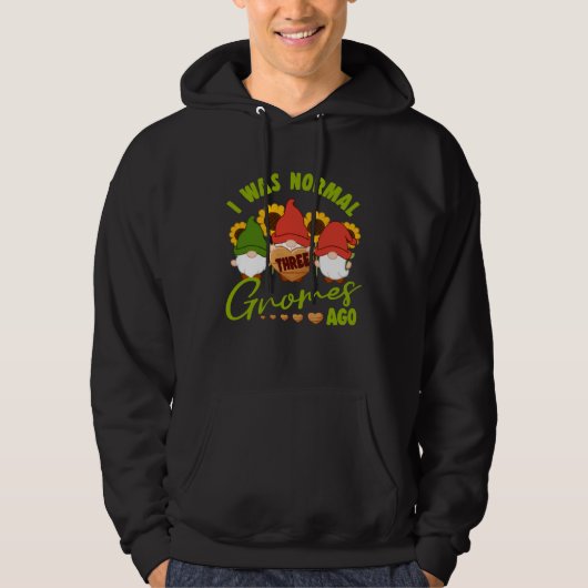 I Was Normal Three Gnomes Ago Yard Garden Gnome Hoodie (Voorkant)