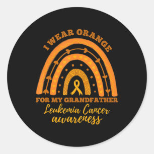 I We Wear Orange For Grandfather Leukemia Cancer A Ronde Sticker