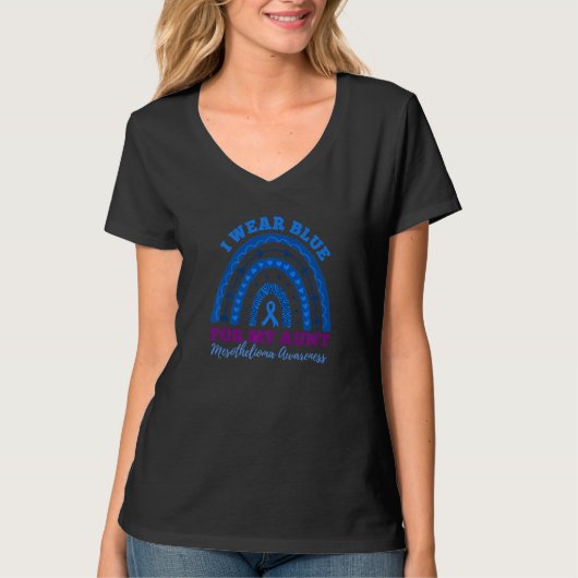 I Wear Blue For My Aunt Rainbow Mesothelioma Aware T-shirt (Voorkant)