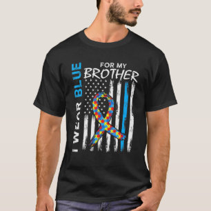 I Wear Blue For My Brother American Flag Puzzle Pi T-shirt